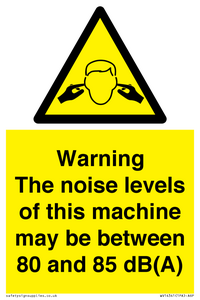 Warning Noise Levels of machine between 80-85 dB
